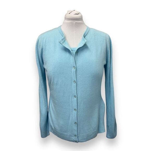 Luxe By Designers Originals Vapor Blue Cardigan & Tank Set Size L 100% Acrylic W - Picture 1 of 10